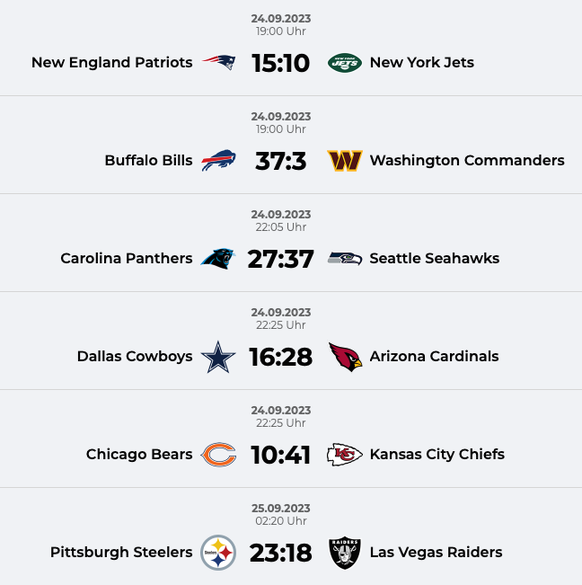 NFL Resultate Woche 3