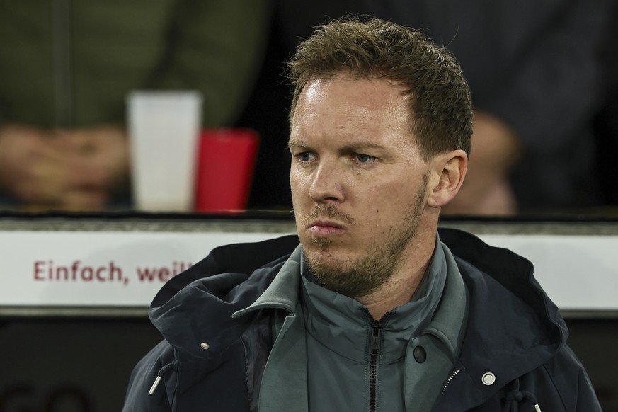 epa12860646 Head coach Julian Nagelsmann of Germany reacts during the friendly soccer match between Germany and Ghana in Stuttgart, Germany, 30 March 2026. EPA/RONALD WITTEK