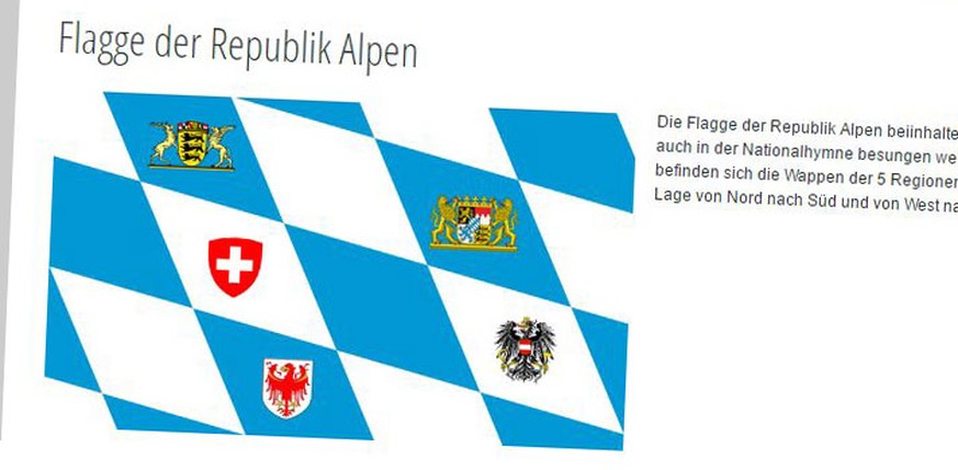 Schweizerkreuz auf bayrischem Rautenmuster: So sähe die Flagge der «Republik Alpen» aus.<br data-editable="remove">