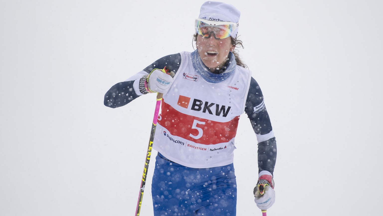 Anja Weber im Rennen ueber 10 Km klassisch waehrend den Langlauf Schweizermeisterschaften vom Sonntag, 3. Februar 2019 auf der Gerschnialp ob Engelberg. (KEYSTONE/Urs Flueeler)