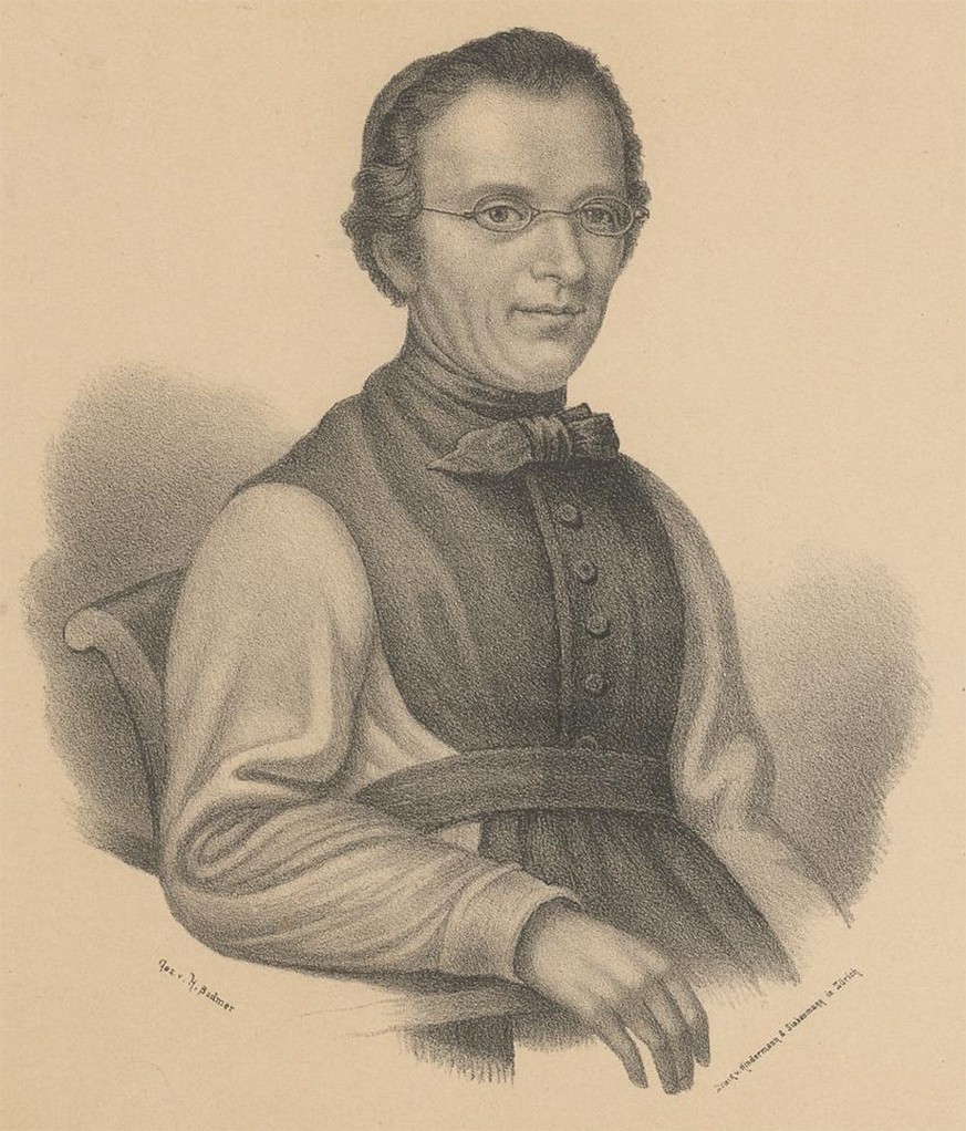 Der Komponist des «Schweizer Psalm», Alberich Zwyssig (1808-1854), gezeichnet von Heinrich Bodmer, 1876.
https://www.e-rara.ch/zuz/doi/10.3931/e-rara-47440