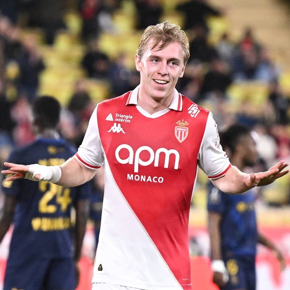 AS Monaco v Stade de Reims - Ligue 1 McDonald s 2024/2025 14 Mika BIERETH asm during the ligue 1 McDonald s match between Monaco and Reims at Stade Louis II on February 28, 2025 in Monaco, Monaco. Pho ...