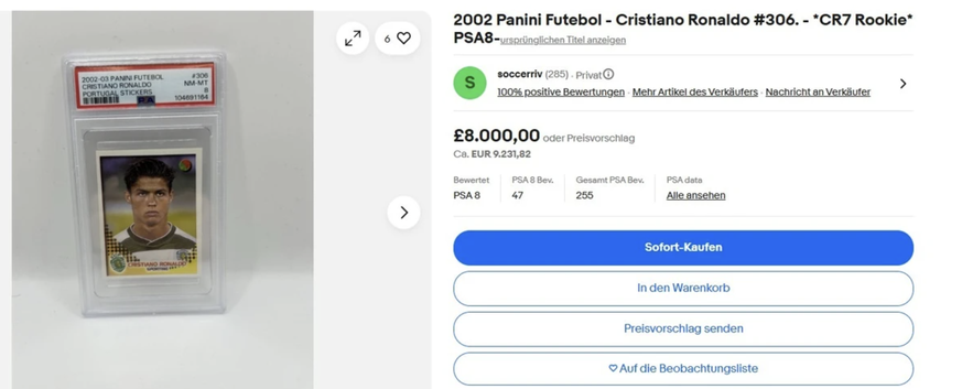 Panini-Sticker: Cristiano Ronaldo Rookie 2002 bei Sporting LIssabon