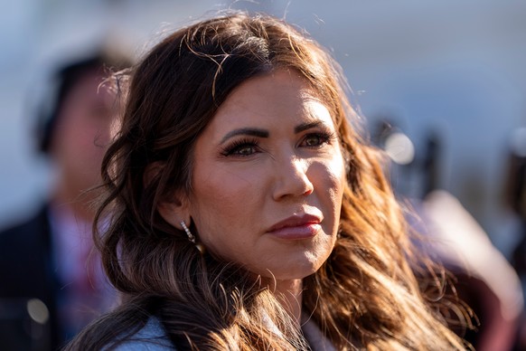 Homeland Security Secretary Kristi Noem speaks with reporters at the White House, Thursday, Jan. 15, 2026, in Washington. (AP Photo/Alex Brandon)
Kristi Noem