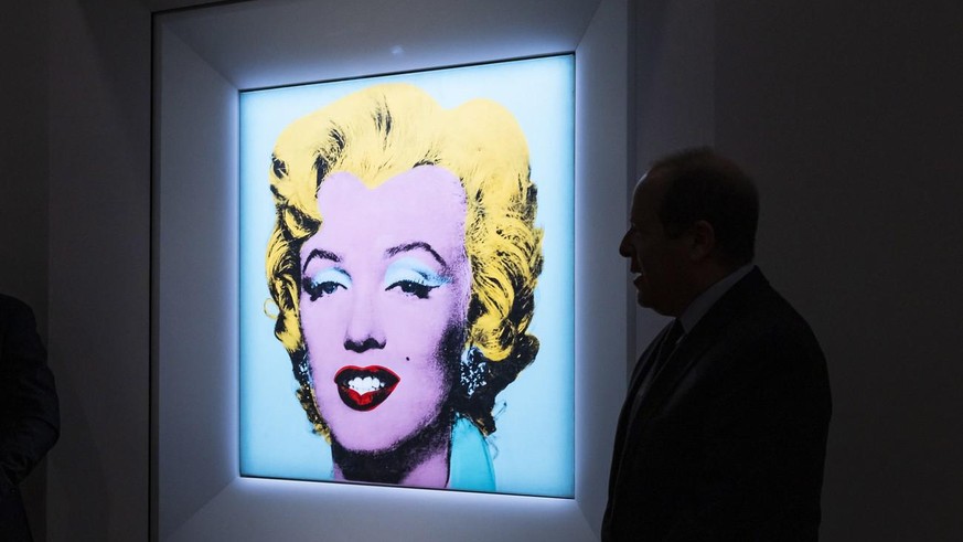 Andy Warhols Gemälde (&quot;Shot Sage Blue Marilyn&quot;) wird im Mai versteigert. Es könnte zum teuersten je versteigerten Kunstwerk aus dem 20. Jahrhundert werden. Datum: 21.03.2022