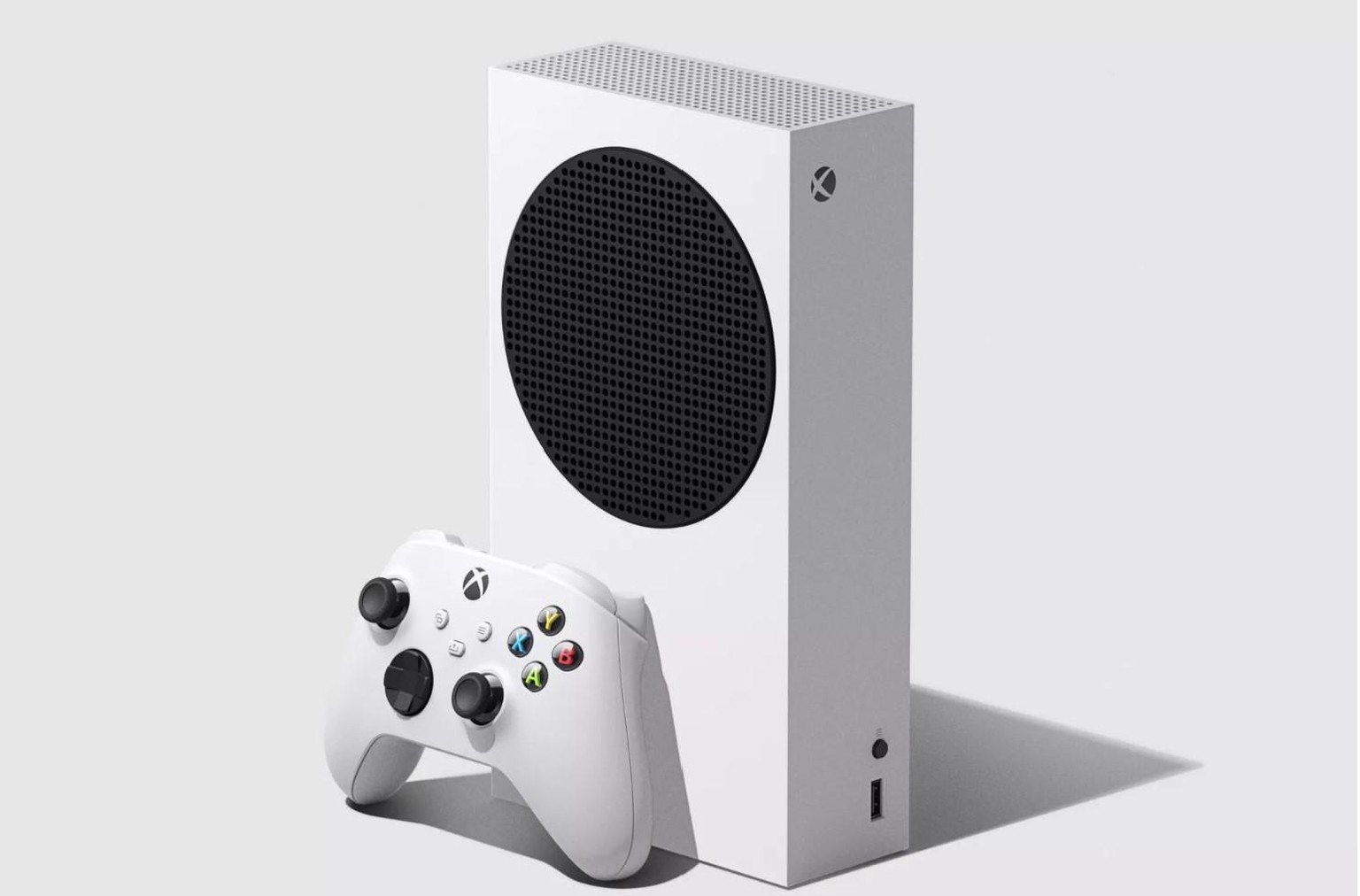 Die neue Xbox Series S: Das Laufwerk fehlt, dafür ist ein Controller dabei.