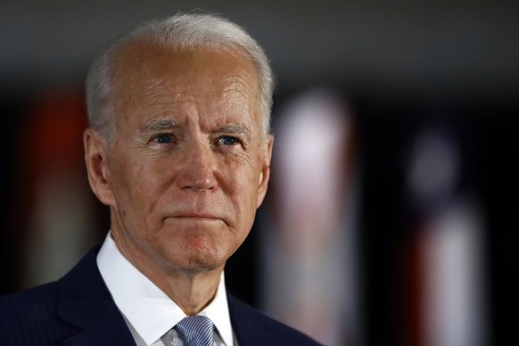 FILE - In this March 10, 2020, file photo, Democratic presidential candidate former Vice President Joe Biden speaks to members of the press at the National Constitution Center in Philadelphia. Biden i ...