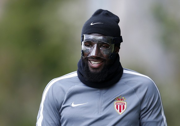 epa05940807 Tiemoue Bakayoko of AS Monaco takes part in a training session at La Turbie, France, 02 May 2017. AS Monaco will face Juventus FC in the UEFA Champions League semi final match on 03 May. E ...