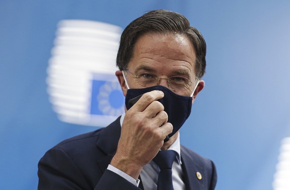 Dutch Prime Minister Mark Rutte arrives for an EU summit in Brussels, Monday, July 20, 2020. Leaders from 27 European Union nations stretch their meeting into a fourth day on Monday to assess an overa ...