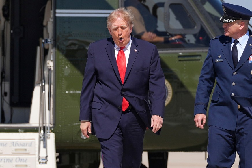 President Donald Trump walks from Marine One to board Air Force One, Thursday, Oct. 1, 2026, at Joint Base Andrews, Md. (AP Photo/Alex Brandon)
Donald Trump