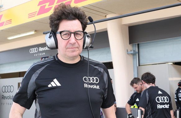 epa12836621 (FILE) Audi COO and CTO Mattia Binotto walks at the pitlane during Formula 1 pre-season testing at Bahrain International Circuit in Sakhir, Bahrain, 11 February 2026 (reissued 20 March 202 ...