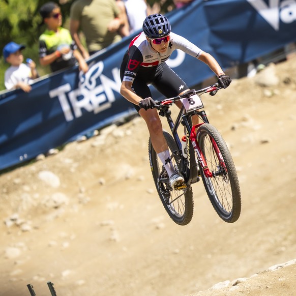 Nicole Koller of Switzerland, in action during the Women Elite Cross Country, XCO, Mountain Bike World Championship, on Sunday August 30, 2026, in Val di Sole, Italy.(KEYSTONE/Maxime Schmid)