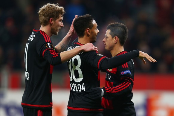 Harte Konkurrenz bei Leverkusen: Stefan Kiessling, Karim Bellarabi und Chicharito.