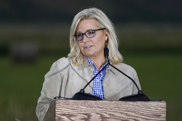 Rep. Liz Cheney, R-Wyo., speaks Tuesday, Aug. 16, 2022, at an Election Day gathering in Jackson, Wyo. Challenger Harriet Hageman has defeated Cheney in the primary. (AP Photo/Jae C. Hong)