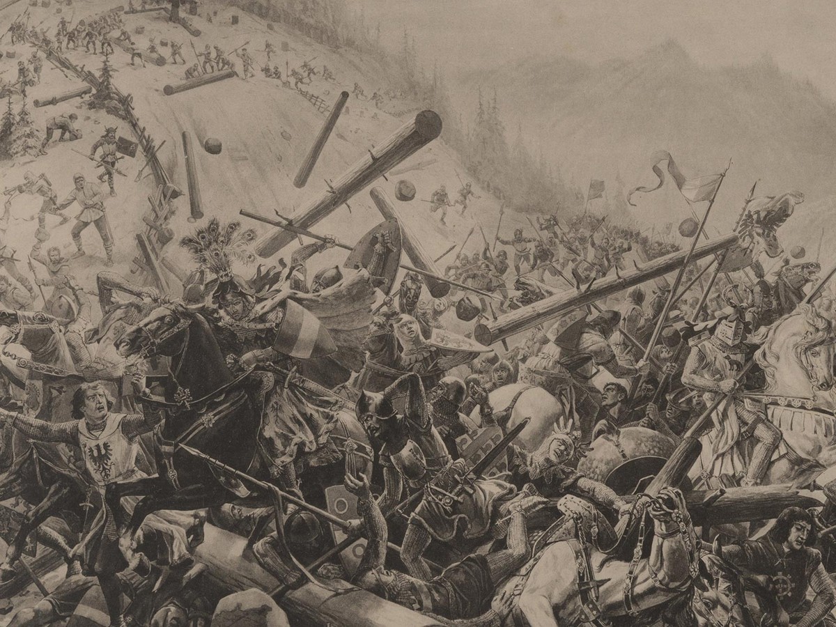 Mit Stock und Stein und einer neuen Allzweckwaffe wurden die Habsburger am Morgarten traktiert.
https://permalink.nationalmuseum.ch/100171599