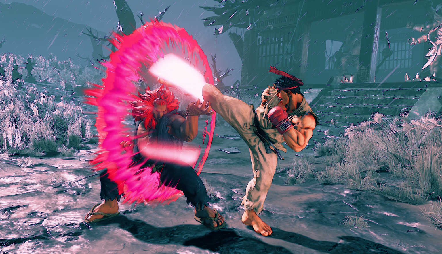 Akuma vs. Ryu: Da geht's ordentlich zur Sache, wenn Lehrer und Schüler aufeinandertreffen.