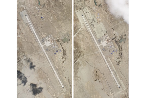 Satelliten-Bilder des Ngari-Flugplatzes in Tibet, nahe der Grenze zu Indien, zeigen verstärkte Aktivitäten um den Flugplatz.
