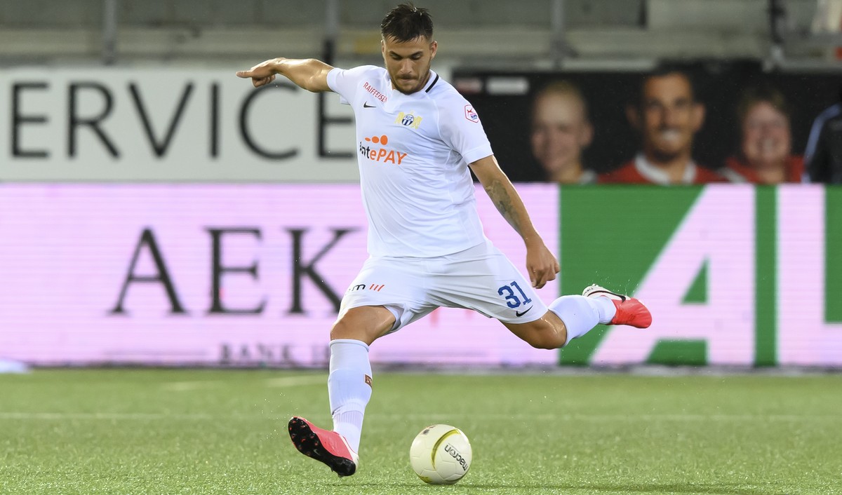 Zuerichs Mirlind Kryeziu, im Fussball Meisterschaftsspiel der Super League zwischen dem FC Thun und dem FC Zuerich, am Mittwoch, 1. Juli 2020 in der Stockhorn Arena in Thun. (KEYSTONE/Anthony Anex)