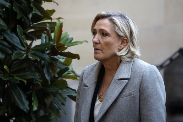 epa11780280 Leader of the Rassemblement National (RN) parliamentary group Marine Le Pen arrives at the Hotel Matignon in Paris, France, 16 December 2024. Newly appointed French Prime Minister Bayrou i ...