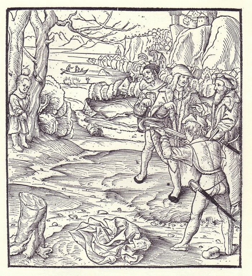 Apfelschuss, Holzstich von Etterlin