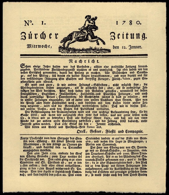 NZZ aus dem Jahr 1780