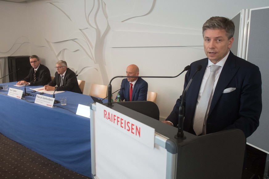 Pascal Gantenbein, Vizepraesident Raiffeisen, an einer Medienkonferenz anlaesslich der Delegiertenversammlung in Lugano, am Samstag, 16. Juni 2018. Das Treffen der Delegierten der Regionalverbaende st ...