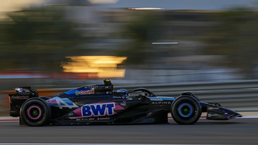 Alpine driver Pierre Gasly of France steers his car for a Formula One pre season test at the Bahrain International Circuit in Sakhir, Bahrain, Wednesday, Feb. 21, 2024. (AP Photo/Darko Bandic)