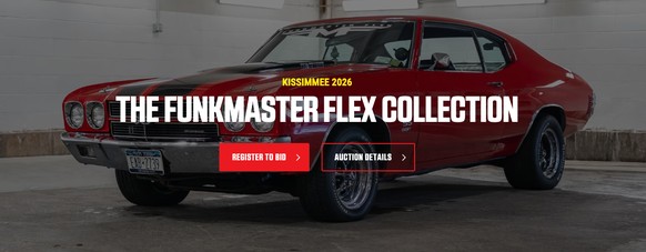 The Funkmaster Flex Collection - Versteigerung klassischer Muscle-Cars.

https://www.mecum.com/auctions/kissimmee-2026/collections/the-funkmaster-flex-collection/