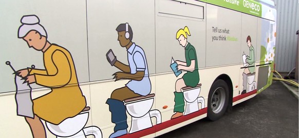 Der Bus wird von den Abfällen der Passagiere betrieben.