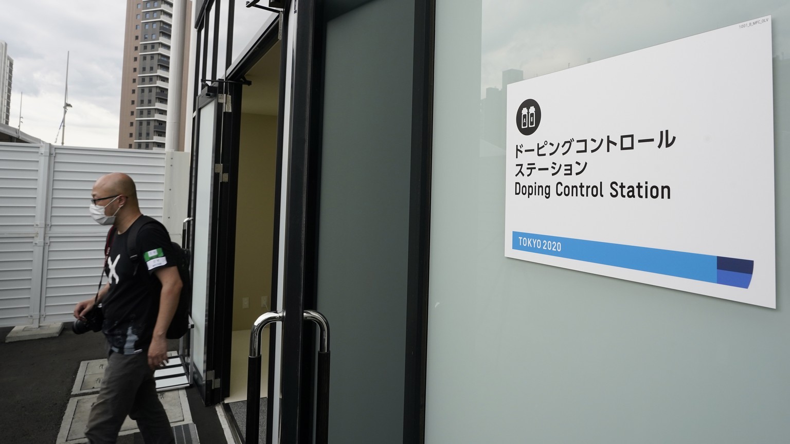 epa09288034 The doping control station is seen during a press preview at the Olympic and Paralympic Village for the Tokyo 2020 Games, constructed in the Harumi waterfront district of Tokyo, Japan, 20  ...