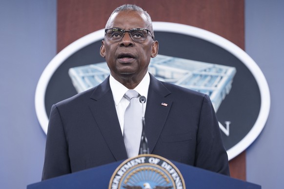 Defense Secretary Lloyd Austin speaks during a Pentagon press briefing at the Pentagon on Thursday, Feb. 1, 2024 in Washington. (AP Photo/Kevin Wolf)
Lloyd Austin