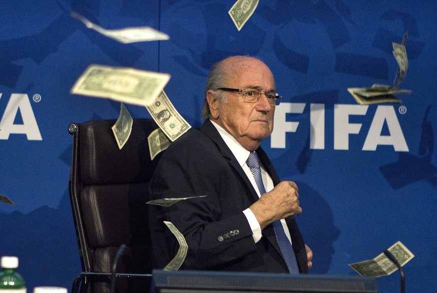 SWITZERLAND, Zurich : This photo taken on July 20, 2015 in Zurich, Switzerland, shows FIFA president Sepp Blatter attending a press conference at the football's world body headquarter's. The ...