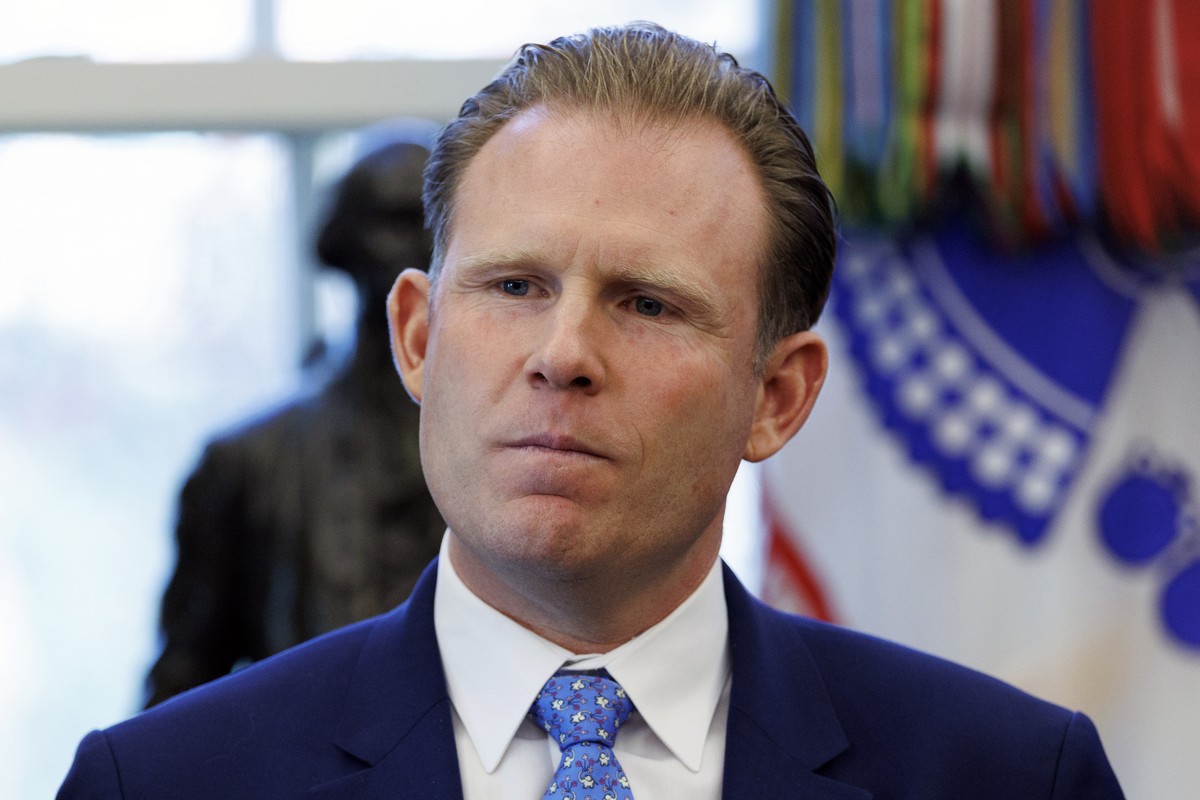 epa12532457 Andrew Giuliani, executive director of the Task Force, attends a meeting with US President Trump and the White House Task Force on the FIFA World Cup 2026 at the White House in Washington, ...