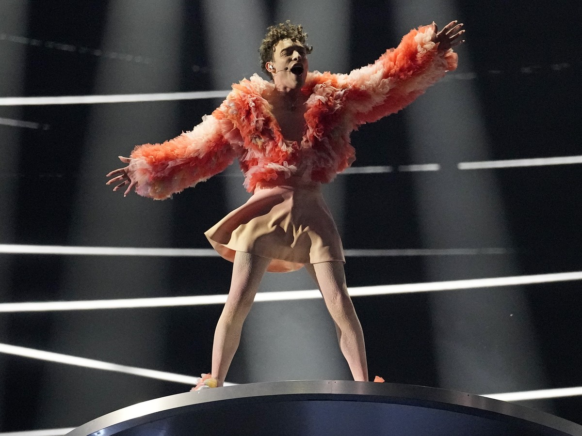 Nemo of Switzerland performs the song The Code during the Grand Final of the Eurovision Song Contest in Malmo, Sweden, Saturday, May 11, 2024. (AP Photo/Martin Meissner)
Bambie Thug