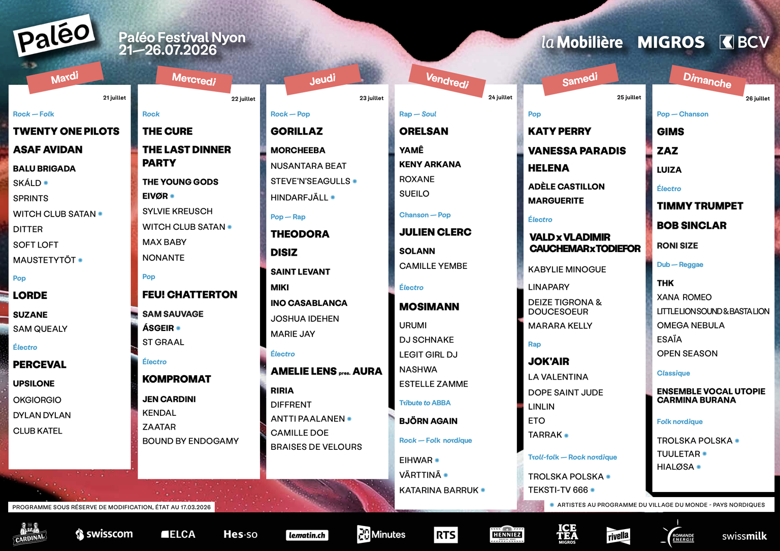 Das Ist Das Vollst ndige Lineup F r Das Pal o Festival 2026 In Nyon
