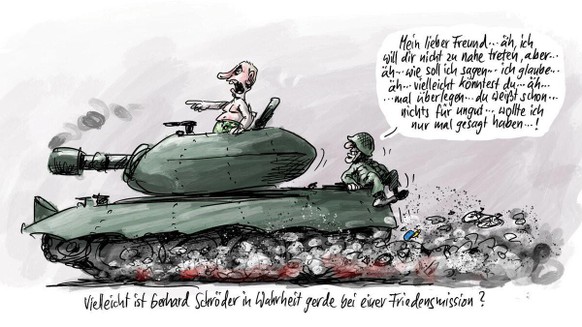 29 Karikaturen, die russische Medien garantiert nicht zeigen dÃ¼rfen\nSchrÃ¶der stiftet Frieden.