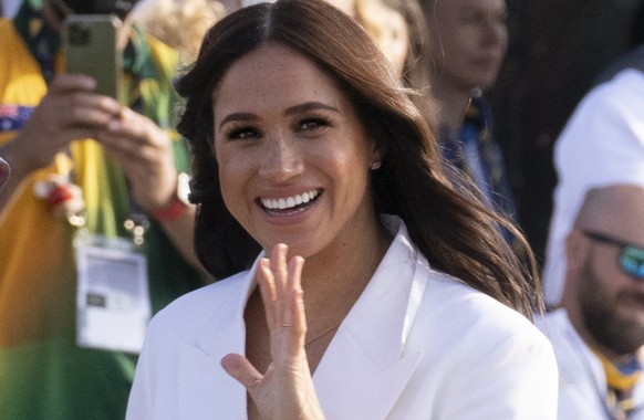 FILE - Meghan Markle, Duchess of Sussex, arrives at the Invictus Games venue in The Hague, Netherlands, Friday, April 15, 2022. Meghan will be in New York Tuesday, May 16, 2023, along with Black Voter ...