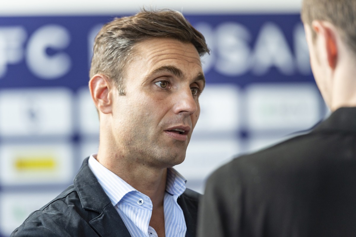 Leonard Thurre, Scoutingstaff FC Lausanne-Sport, an der Pressekonferenz vom FC Lausanne-Sport, im Stade Olympique de la Pontaise, in Lausanne, am Montag, 18. Juni 2018. (KEYSTONE/Patrick Huerlimann)