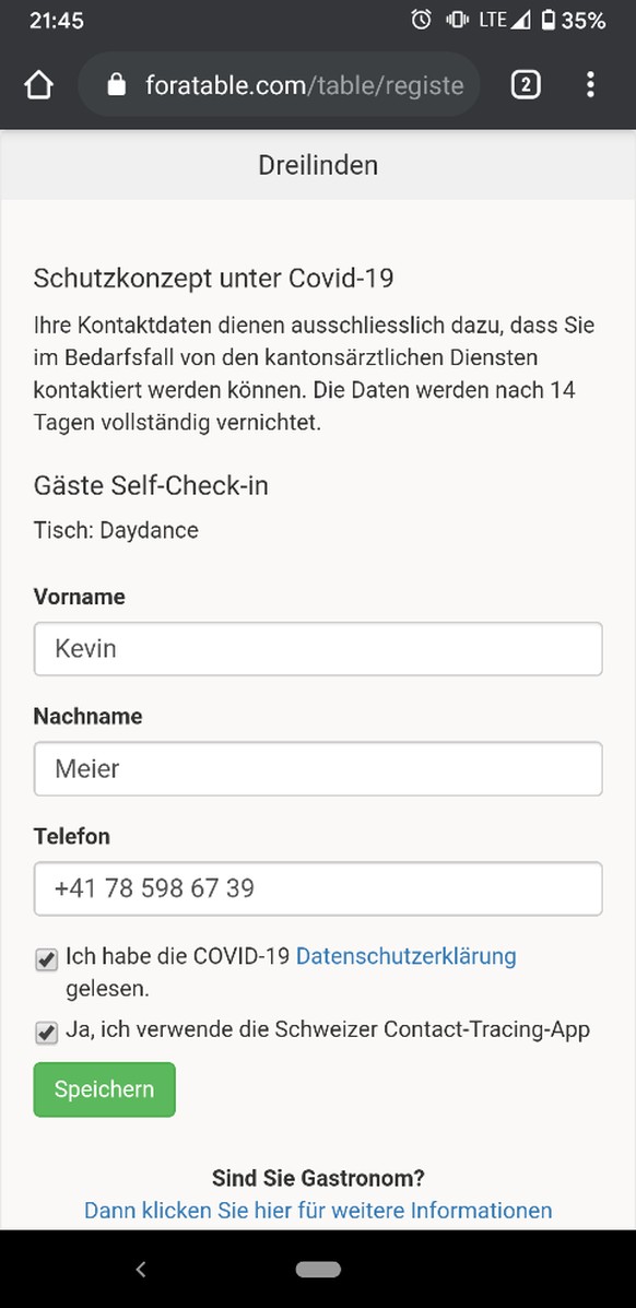 Offenbar wurden Besucher auch danach gefragt, ob sie die SwissCovid-App auf dem Handy nutzen.