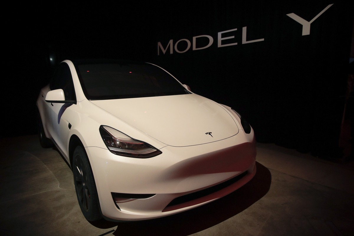 Tesla's Model Y is displayed at Tesla's design studio Thursday, March 14, 2019, in Hawthorne, Calif. The Model Y may be Tesla's most important product yet as it attempts to expand into  ...