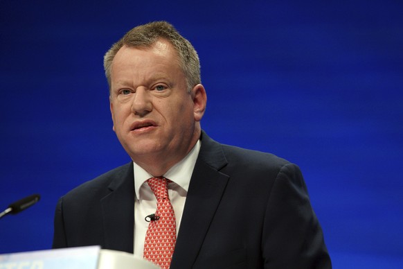 Lord David Frost, Minister of State at the Cabinet Office, speaks during the Conservative Party Conference in Manchester, England, Monday, Oct. 4, 2021. (Peter Byrne/PA via AP)