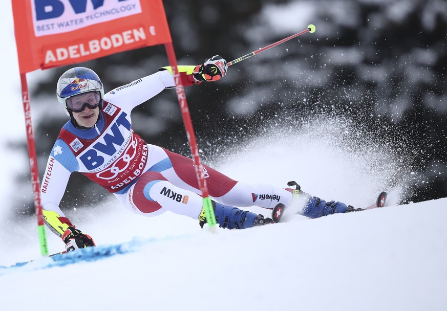 FILE - Switzerland&#039;s Marco Odermatt speeds down the course during an alpine ski, men&#039;s World Cup Giant slalom, in Adelboden, Switzerland, on Jan. 8, 2022. Looking for the Next Big Thing in A ...