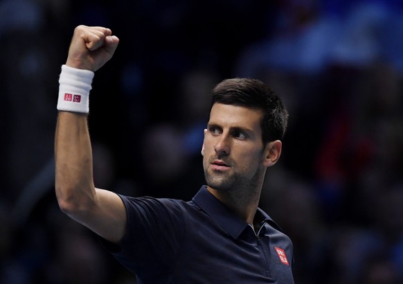 Britain Tennis - Barclays ATP World Tour Finals - O2 Arena, London - 19/11/16 Serbia&#039;s Novak Djokovic celebrates winning his semi final match against Japan&#039;s Kei Nishikori Reuters / Toby Mel ...