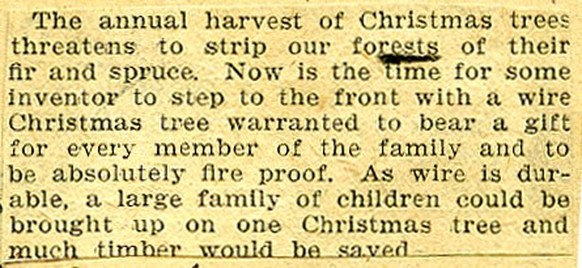 Call for a wire christmas tree, 1899.