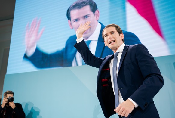 ABD0062_20211202 - WIEN - �STERREICH: ++ ARCHIVBILD ++ �VP-Spitzenkandidat Sebastian Kurz jubelt nach den ersten Hochrechnungen zur Nationalratswahl am Sonntag, 29. September 2019, in der �VP-Wahlzent ...