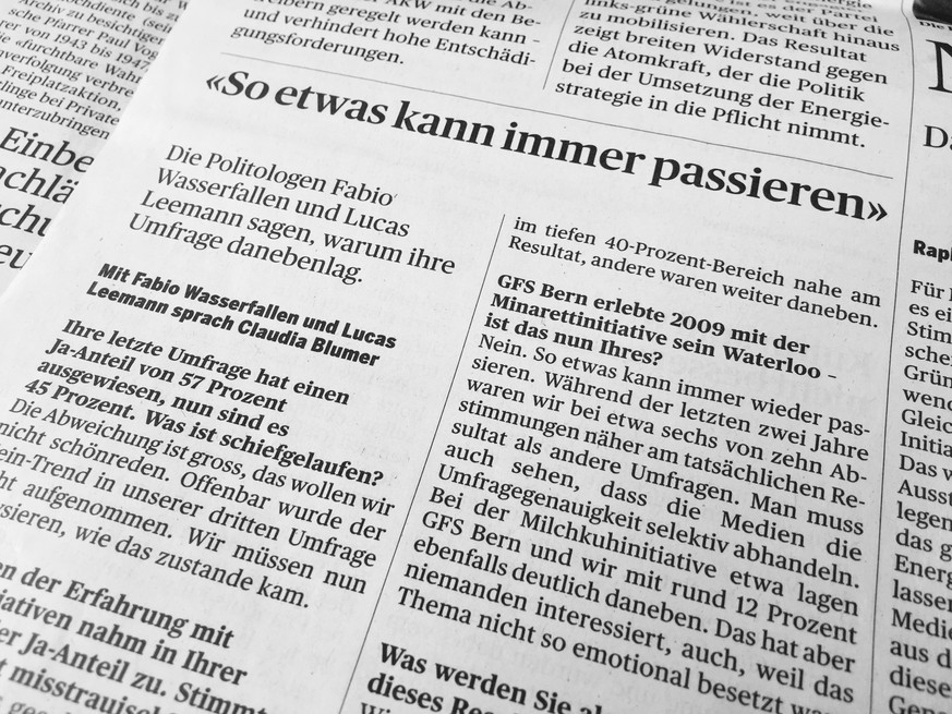 Das Wiedergutmach-Interview im «Tages-Anzeiger»: Die Politologen Lucas Leemann und Fabio Wasserfallen erklären, warum ihre Umfrage so daneben lag.