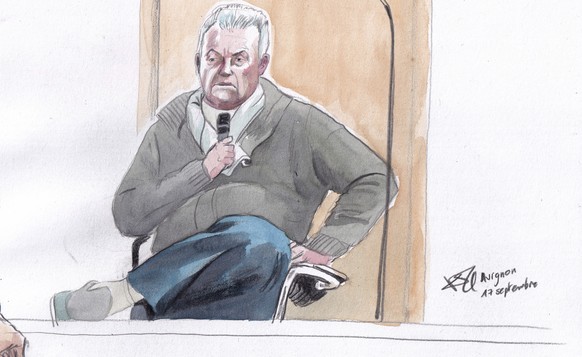 FILE - This courtroom sketch by Valentin Pasquier shows Gis