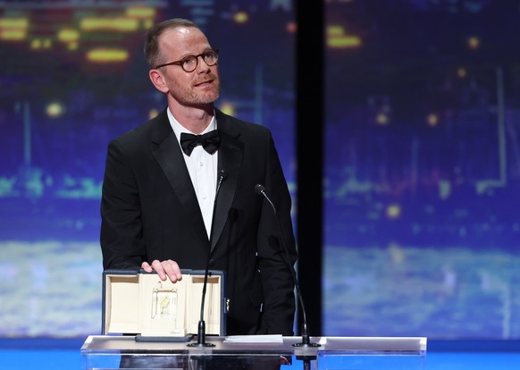 epa12131756 Norwegian director and screenwriter Joachim Trier delivers a speech on stage after winning the Grand Prix for the film Affeksjonsverdi&quot; (Sentimental Value) during the closing and awar ...