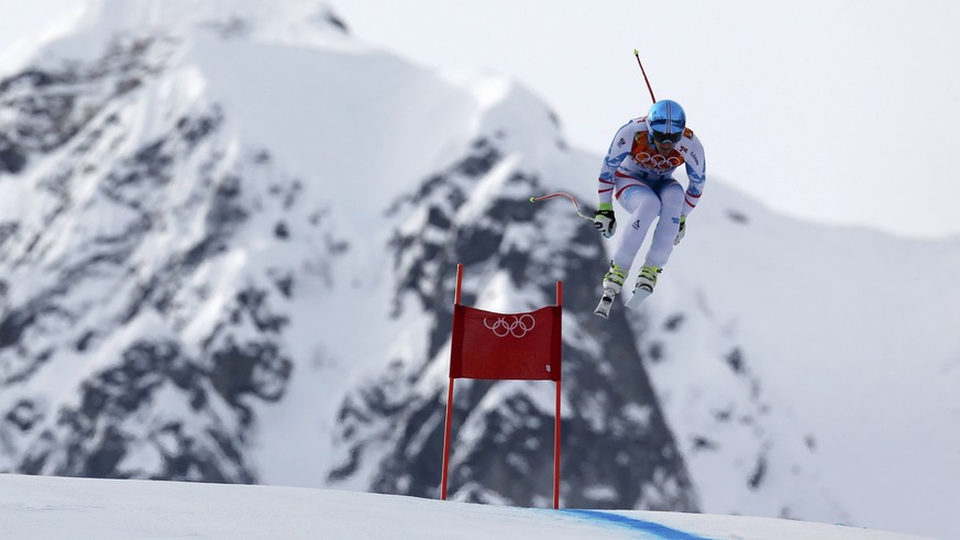 Der Österreicher Matthias Mayer auf dem Weg zu Abfahrts-Gold 2014 in Sotschi.