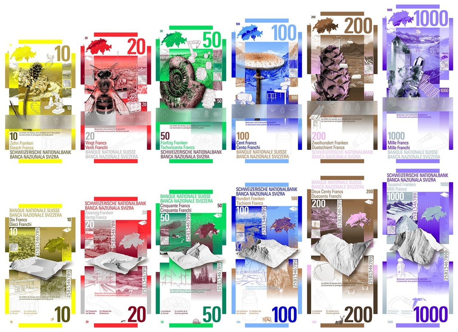 Die Schweizer Nationalbank hat im Oktober 2024 angekündigt, dass sie an einer neuen Banknotenserie für die Schweiz arbeitet. Das sind die Konzepte.